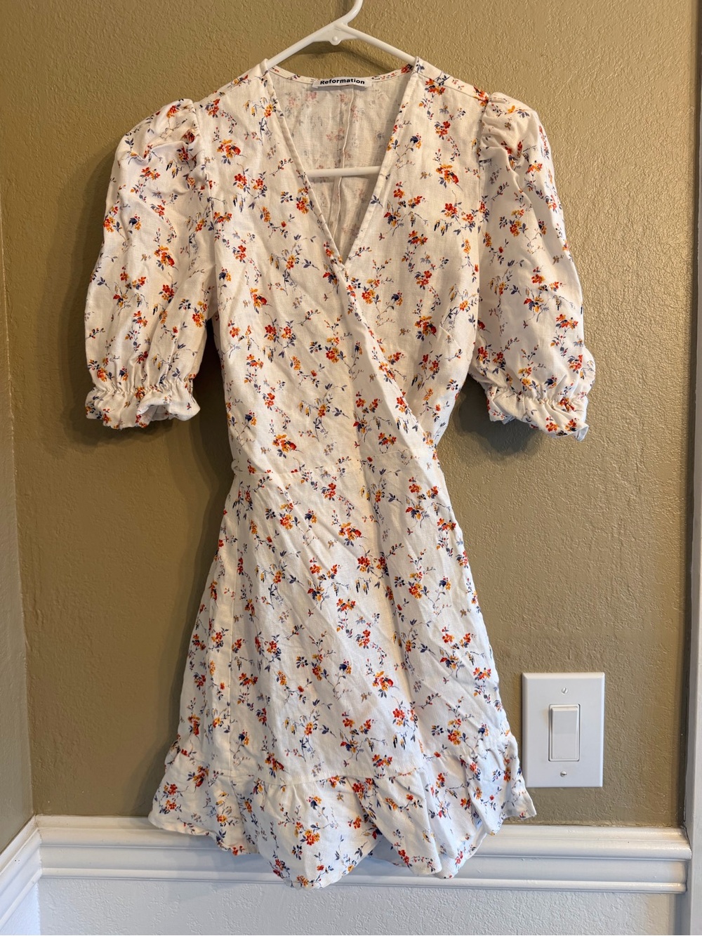 Reformation linen Floral Wrap Dress